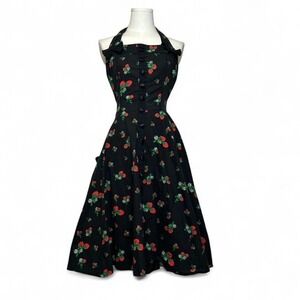 Hell Bunny Womens Strawberry Retro Swing Dress L Goth Pinup